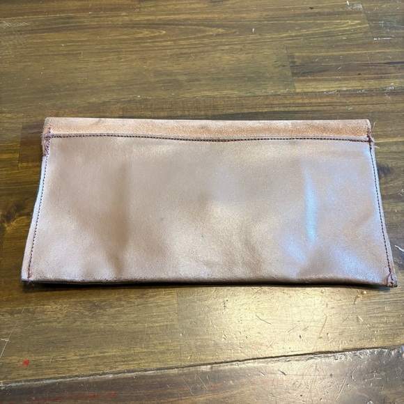 Leather Suede Envelope Clutch Bag Tan Gray Neutral Bow Vintage Bohemian Festival - Picture 3 of 9